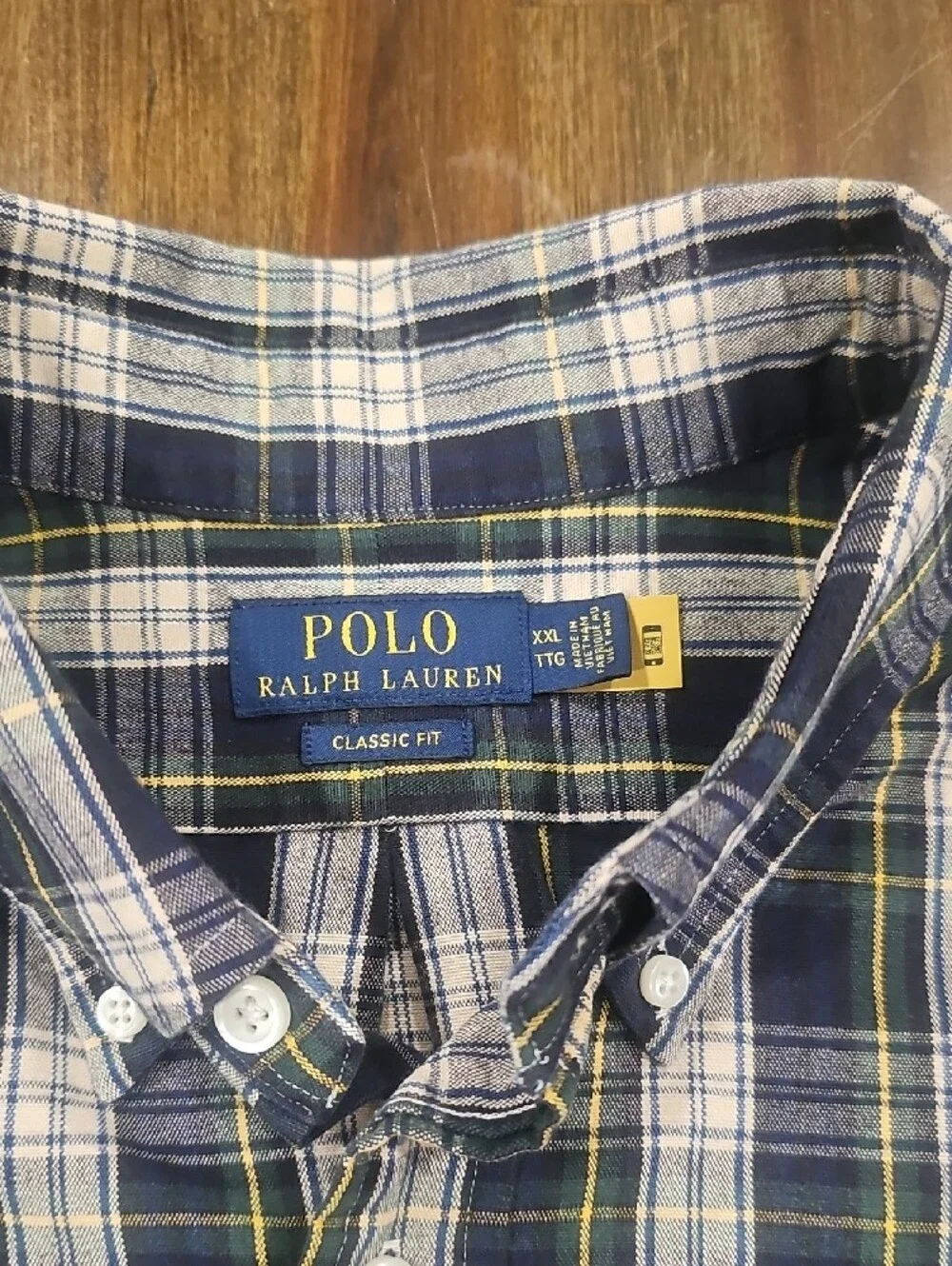 Polo by Ralph Lauren Navy and Green Plaid Button-Down Shirt